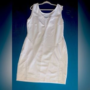 Fashion To Figure White Body Con Dress w|Mesh Neckline & Sides Brand New Size 3X